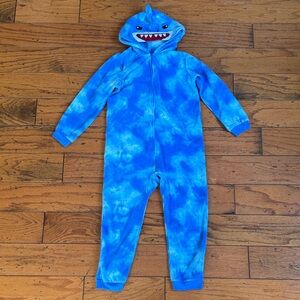 Cuddl Duds Blue Tie-Dye Shark Kids Union Suit